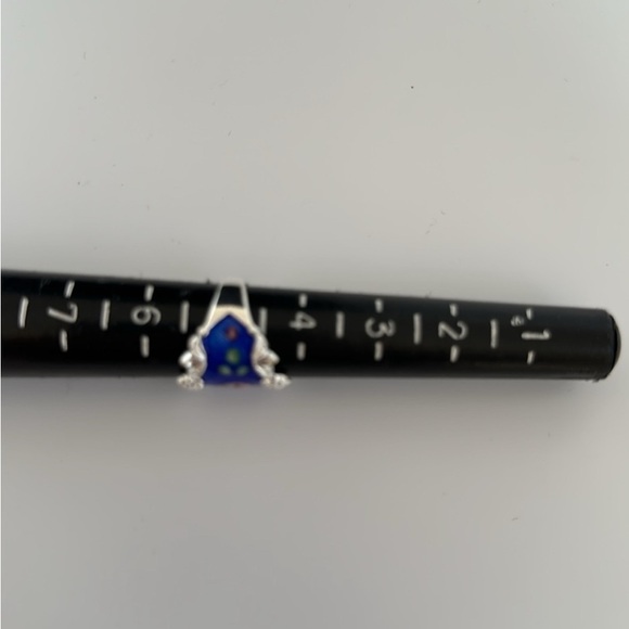 Silver and Blue Enamel Floral Ring - Picture 6 of 6